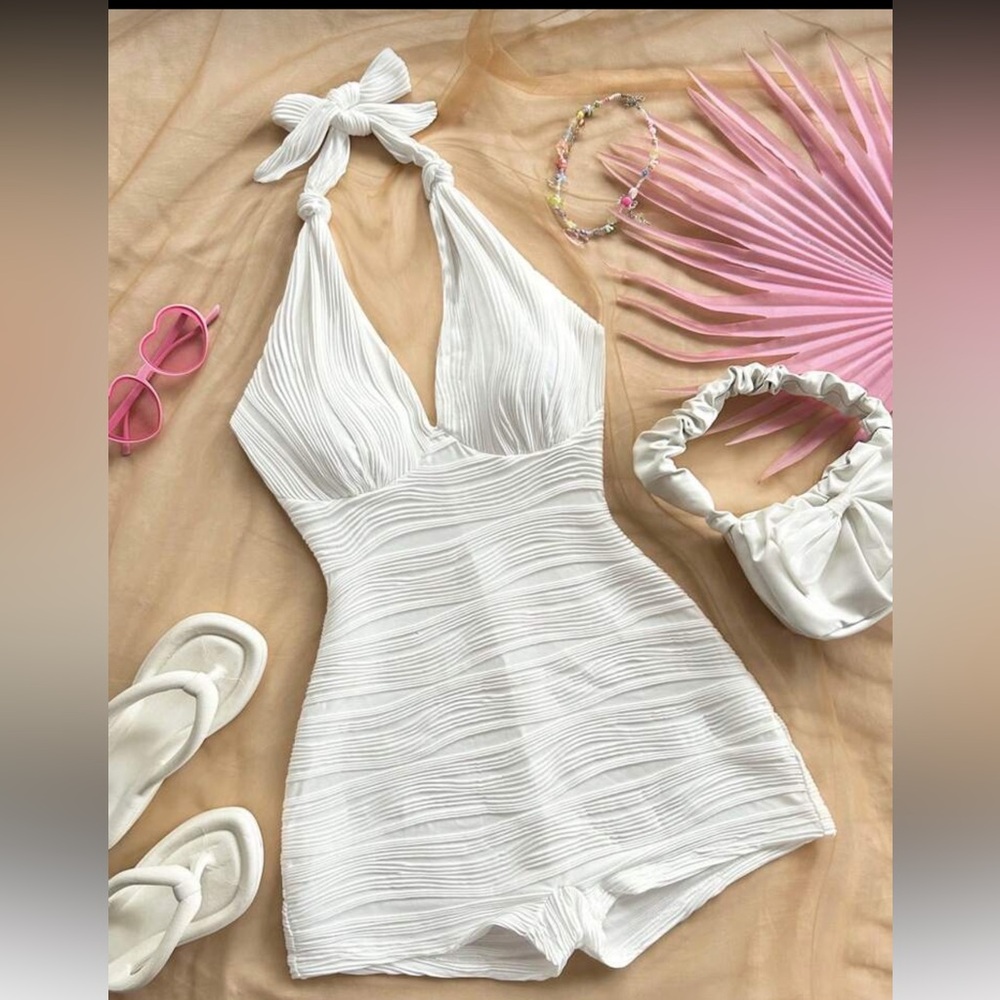 Elegant White Halter Romper
